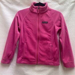 Columbia Fleece Jacket Girl Medium M 10/12 Pink Full Zip Hiking Outdoor